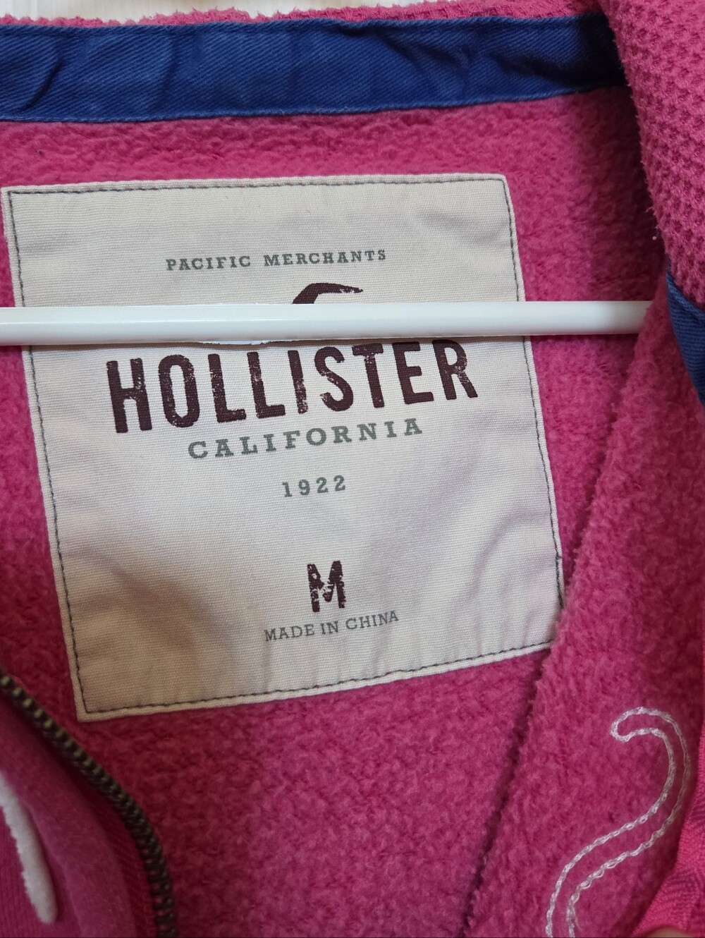Hollister California Y2K Pink Zip-Up Hoodie with Blue Logo Surfer Girly Retro M - Picture 4 of 8